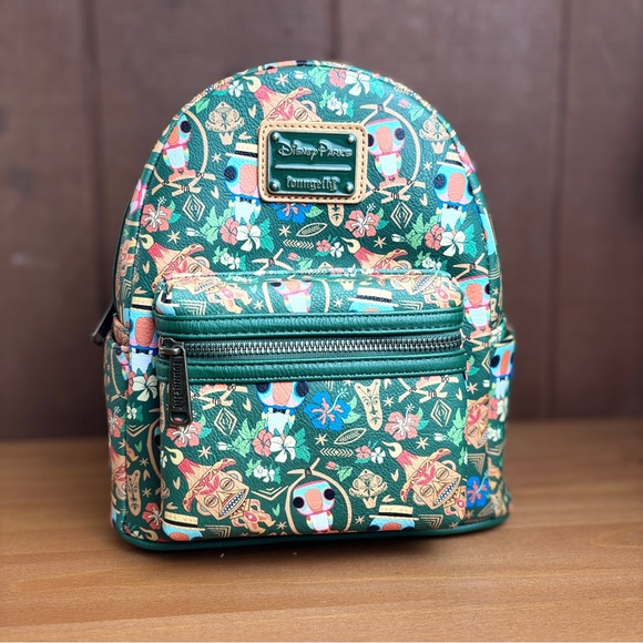 Disney Parks Loungefly 2022 Enchanted Tiki Room Tropical Green Backpack - Picture 2 of 11